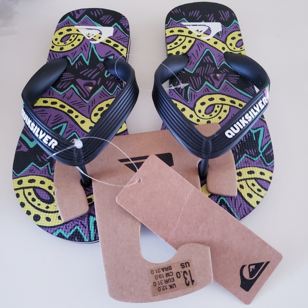 QUICKSILVER NWT Molokai Flip-Flops - Size 13 Youth